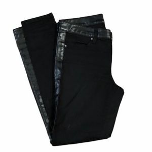 Club Monaco cotton blend neutral black denim & pleather skinny jean size 6
